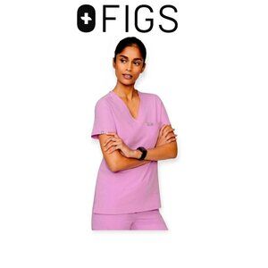 FIGS Technical Collection Catarina One-Pocket Scrub Top Lavender Medium V-Neck
